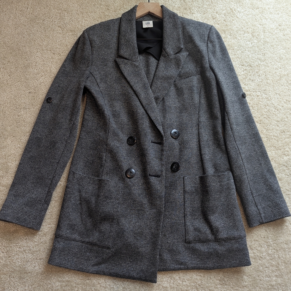 Women's Gray Double-Breasted Blazer
